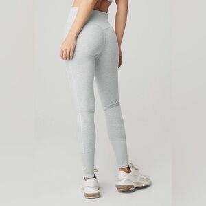 ALO Yoga Alosoft High Waist Lounge Legging Heather Gray Grey White Ribbed XXS